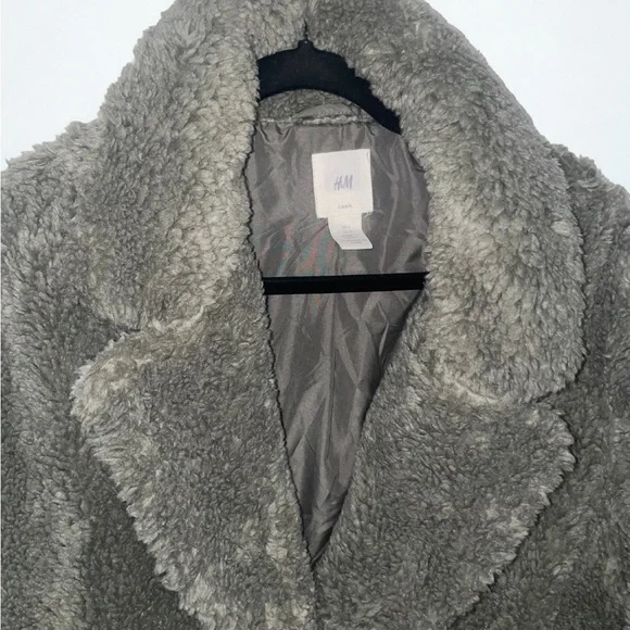 H&M Gray Teddy Sherpa Coat - Picture 4 of 5